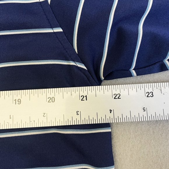 Peter Millar Polo Mens Large L Summer Comfort Blue Golf Striped Polyester Shirt - Picture 6 of 9